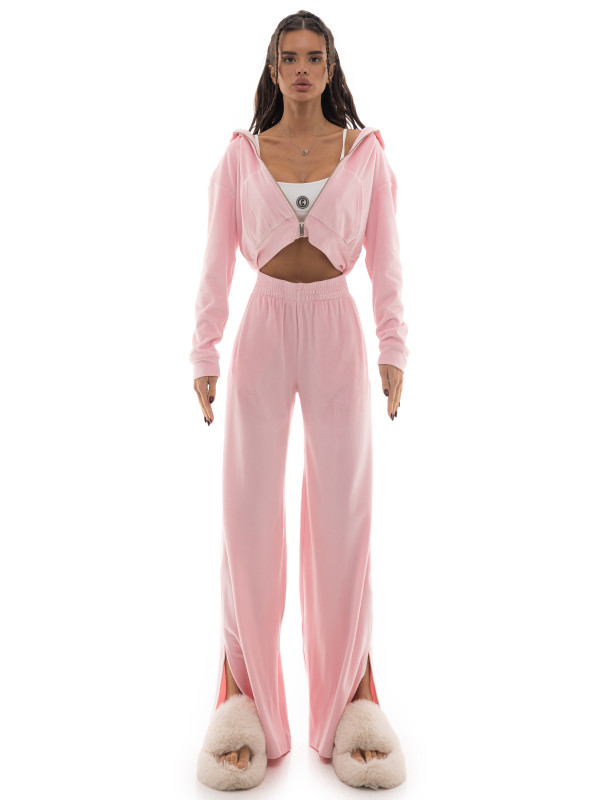 Plush velour pants with pockets