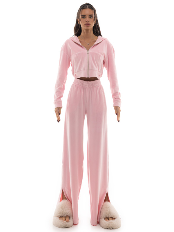 Plush velour pants with pockets