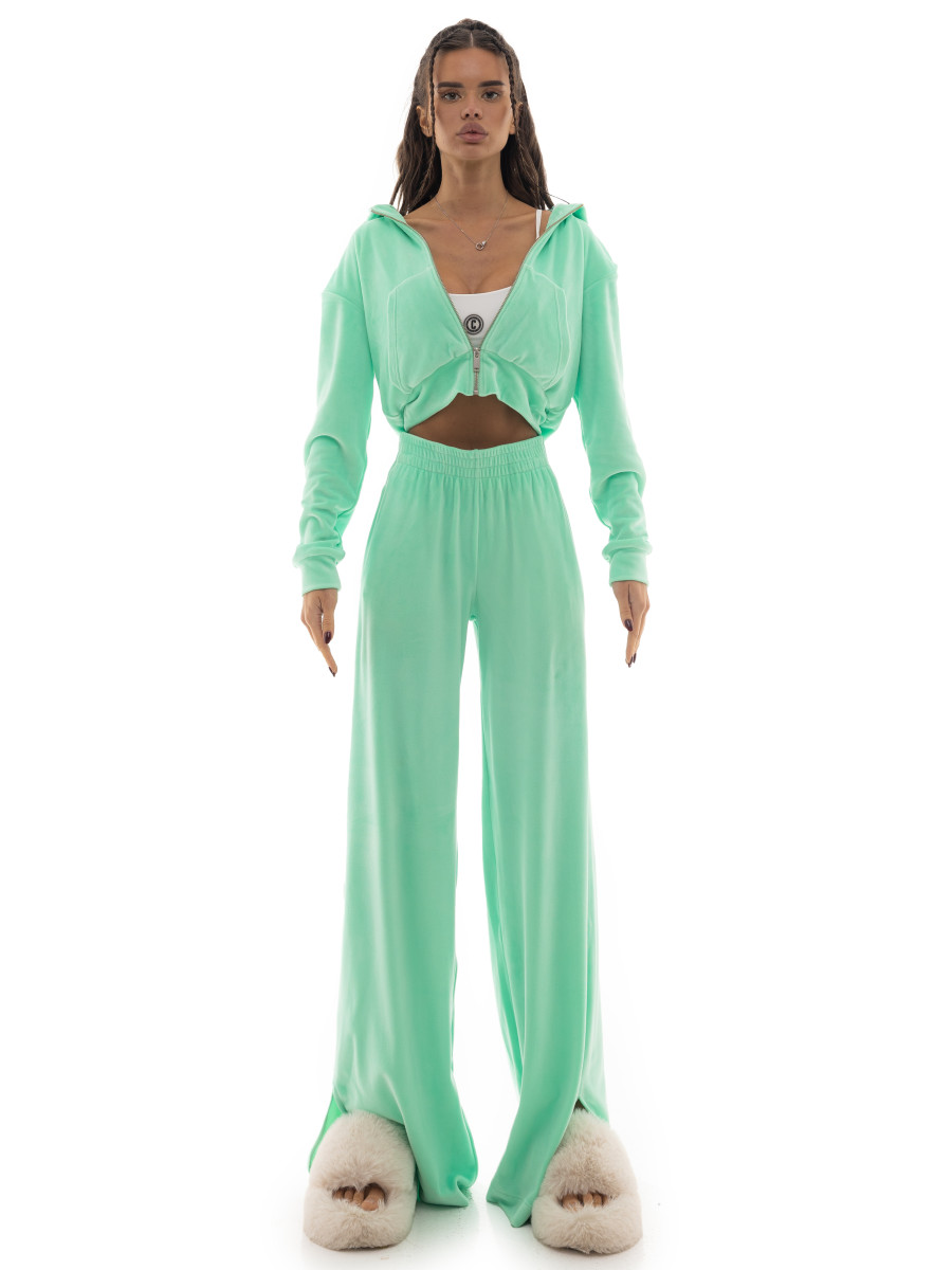 Plush velour pants with pockets