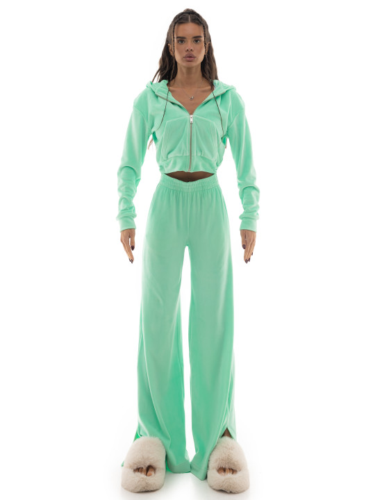 Plush velour pants with pockets