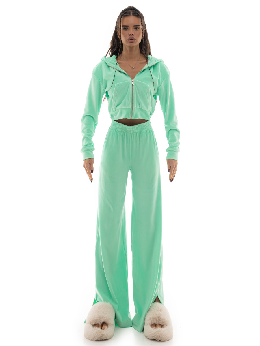 Plush velour pants with pockets