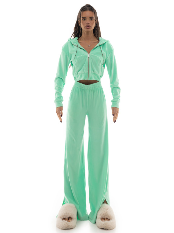 Plush velour pants with pockets
